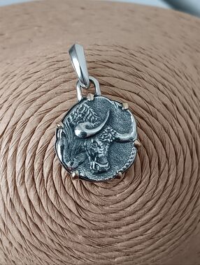 David Yurman Sterling Silver/18k Gold Taurus Pendant Amulet for Men